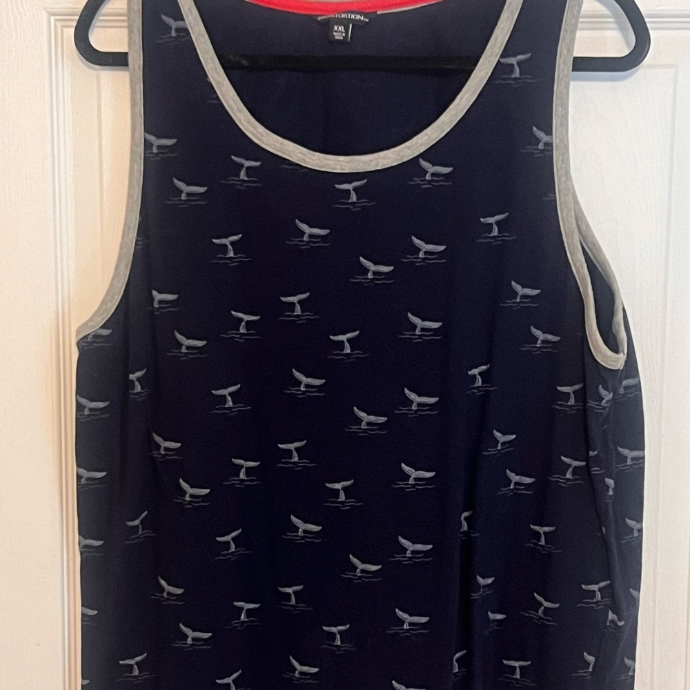 Navy blue tank with cute whale tail design